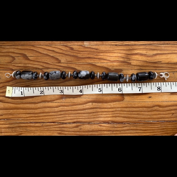 Snowflake obsidian and sterling silver bracelet - Picture 5 of 5